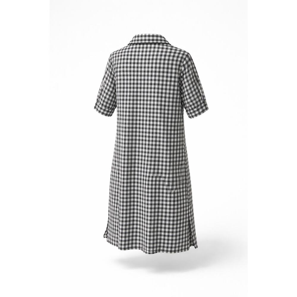 Black & White Gingham Check Large Causal Knee Length Dress, Brand - EMBELLISH - Picture 2 of 11